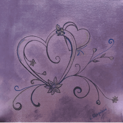 Cœur sur fond violet