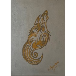 Chien loup Tribal Or et Argent